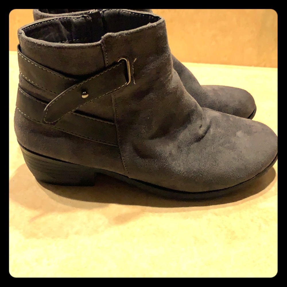 Gray suede booties